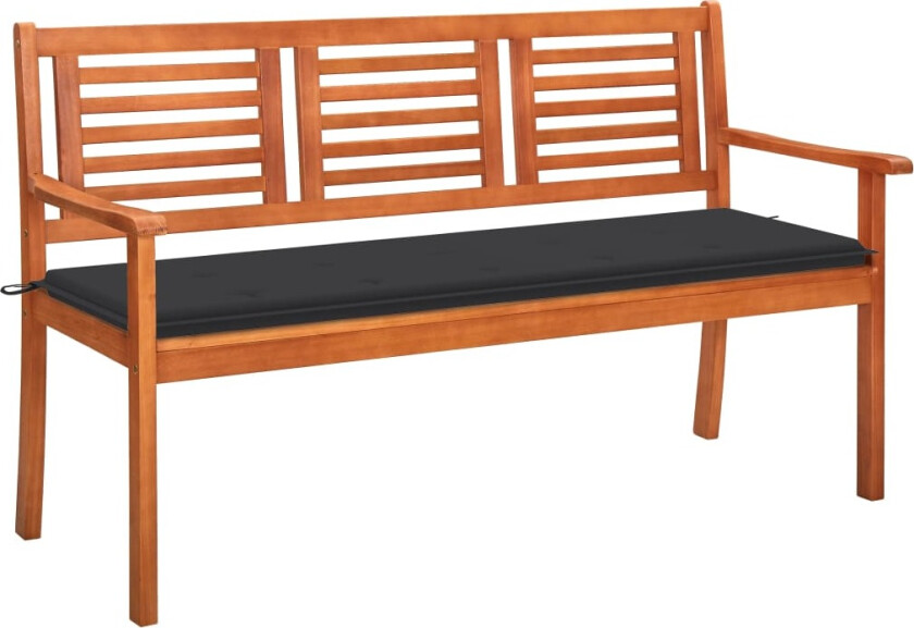 3-seters hagebenk med pute 150 cm heltre eukalyptus