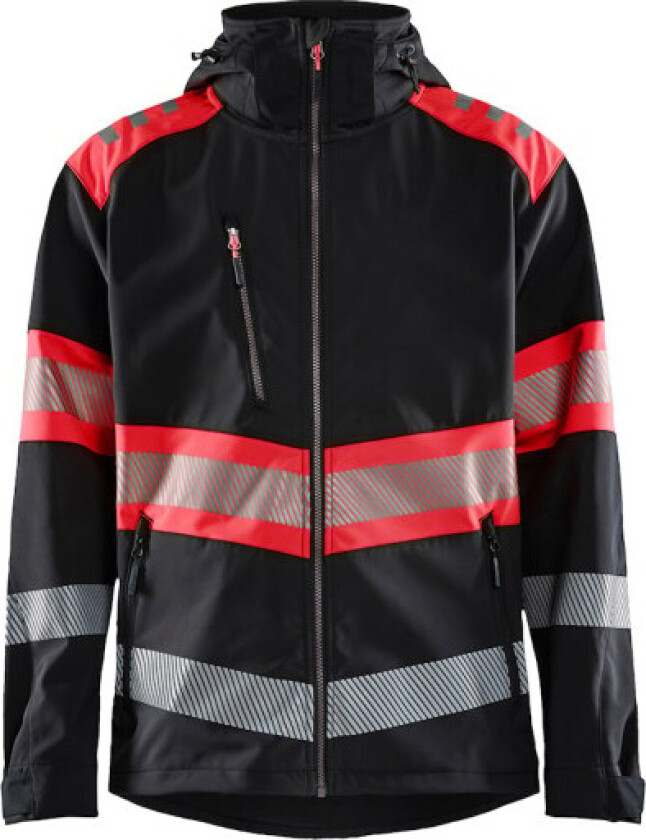 Blåkläder softshell-jakke 44942513 High-Vis kl1 svart/rød, størrelse XL