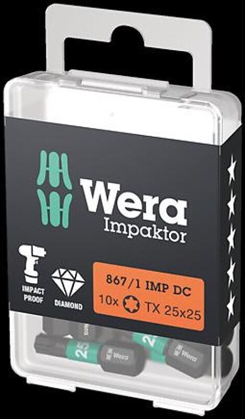 867/1 IMP DC TORX® DIY Impaktor bits. 10x TX 15x25 mm