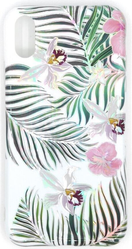 Støtsikkert mobildeksel med holder, til iPhone X / XS, hvit / blomster - Kjøp på !