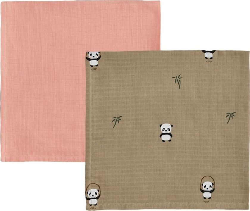 Panda Muslin Stoffbleie 2-pakning Khaki / Rose