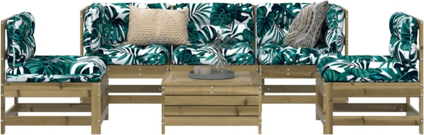 Hagesofasett 6 deler impregnert furu