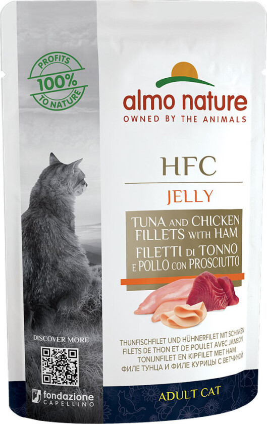 Bilde av Økonomipakke Almo Nature HFC Jelly Pouch 24 x 55 g - Tuna, Chicken and Ham