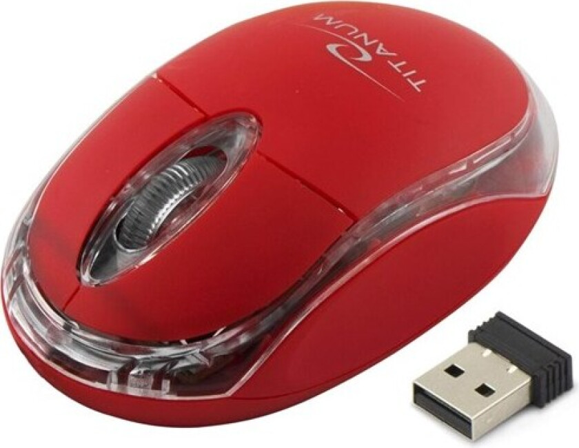TITANUM WIRELESS OPTICAL MOUSE 2.4GHz 3D USB CONDOR RED - 3D mus - Optisk - 3 knapper - Rød