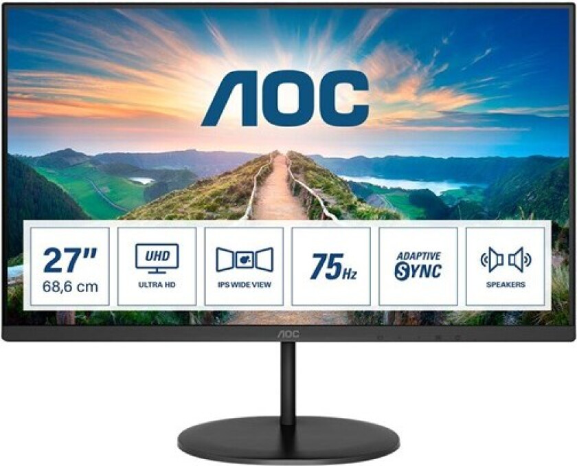 27" AOC U27V4EA - 3840x2160 - 60Hz - IPS - 4 ms - Skjerm