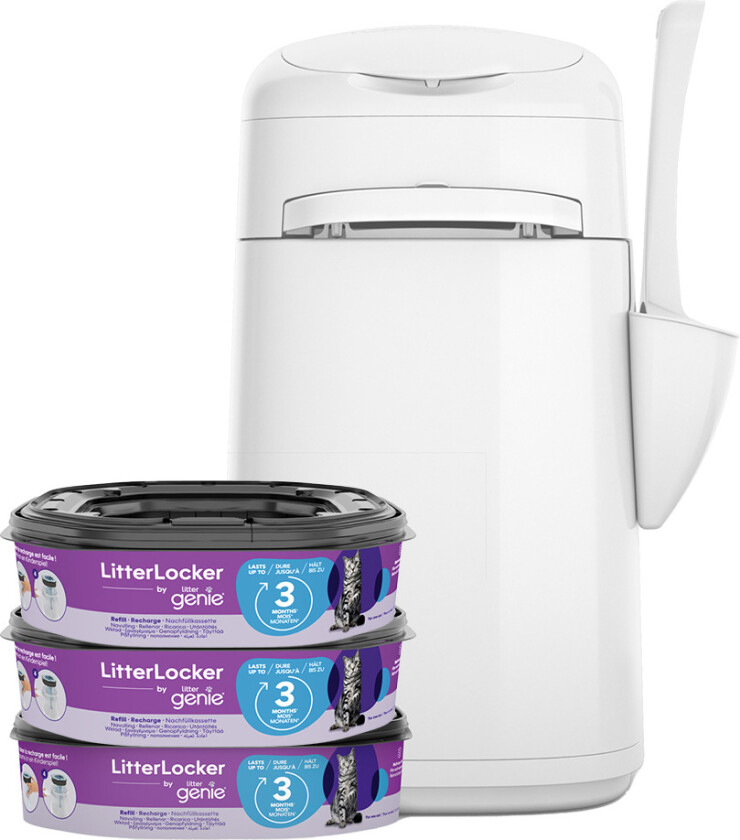 Bilde av LitterLocker® by Litter Genie avfallsbøtte til kattesand - Sparesett: LitterLocker® + 3 etterfyllingskassetter