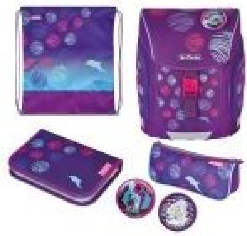 Herlitz FiloLight Plus Sea Bubbles, Pencil pouch, Sport bag, Pennal, Skolesekk, Jente, Barneskole, Ryggsekk, 16 l, Forlomme, Sidelomme