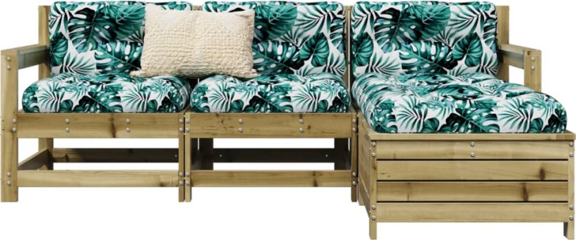 Hagesofasett 4 deler impregnert furu