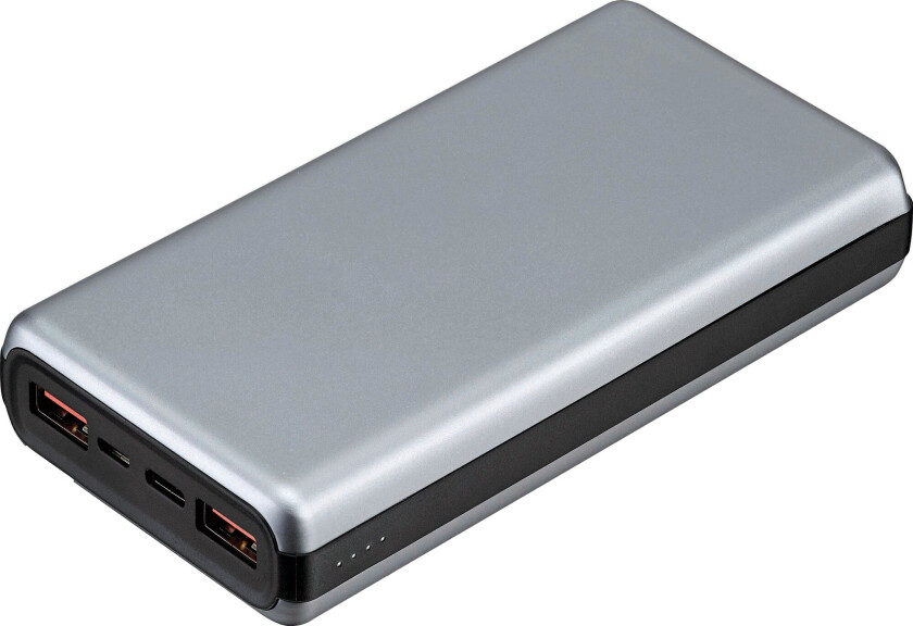 20,000mAh aluminium powerbank med PD og QC (grå)