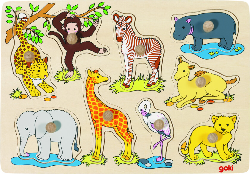 GOKI - African baby animals, Lift out puzzle - (57829)