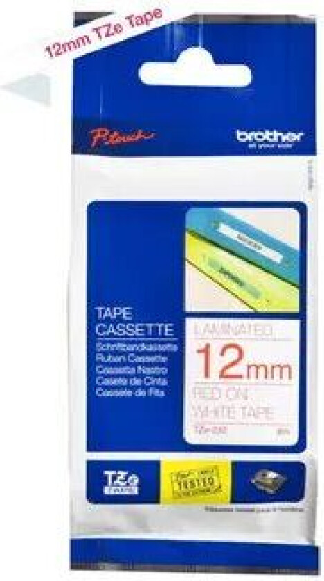 Tape 12mm Tze-232 R�d/hvit
