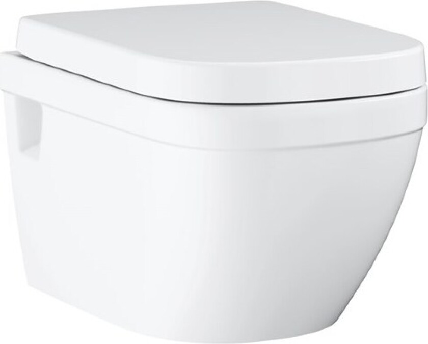 Euro Ceramic vegghengt toalett, uten skyllekant, hvit