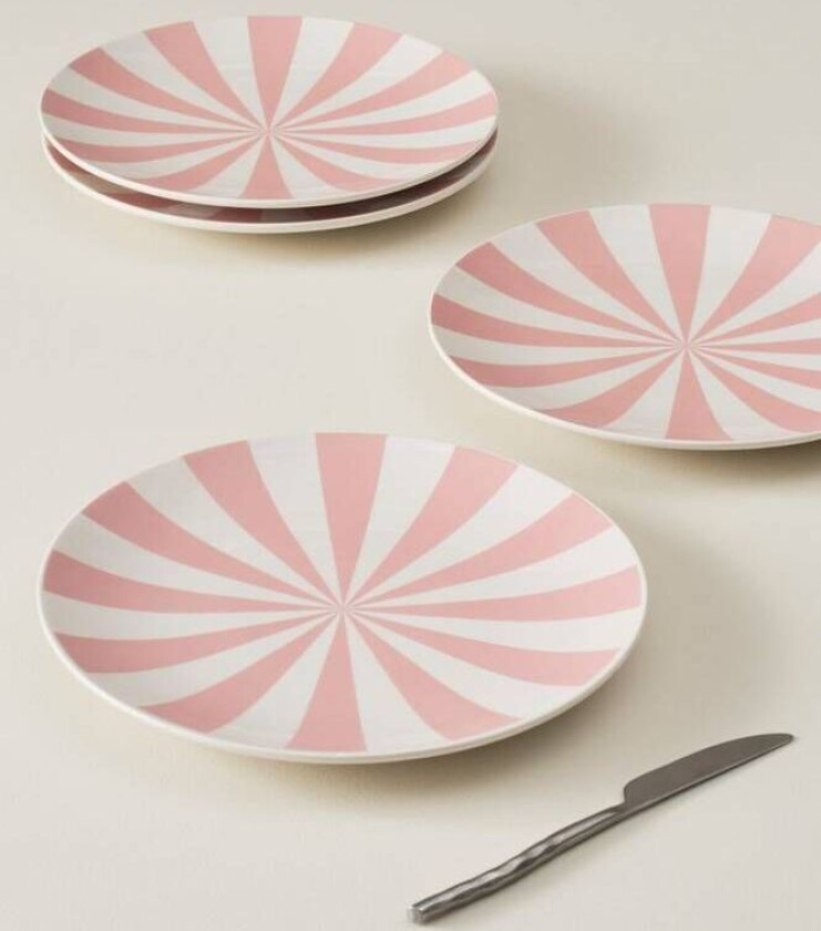 MIKA tallerken 4-pakning ø 28,5 cm Rosa/hvit