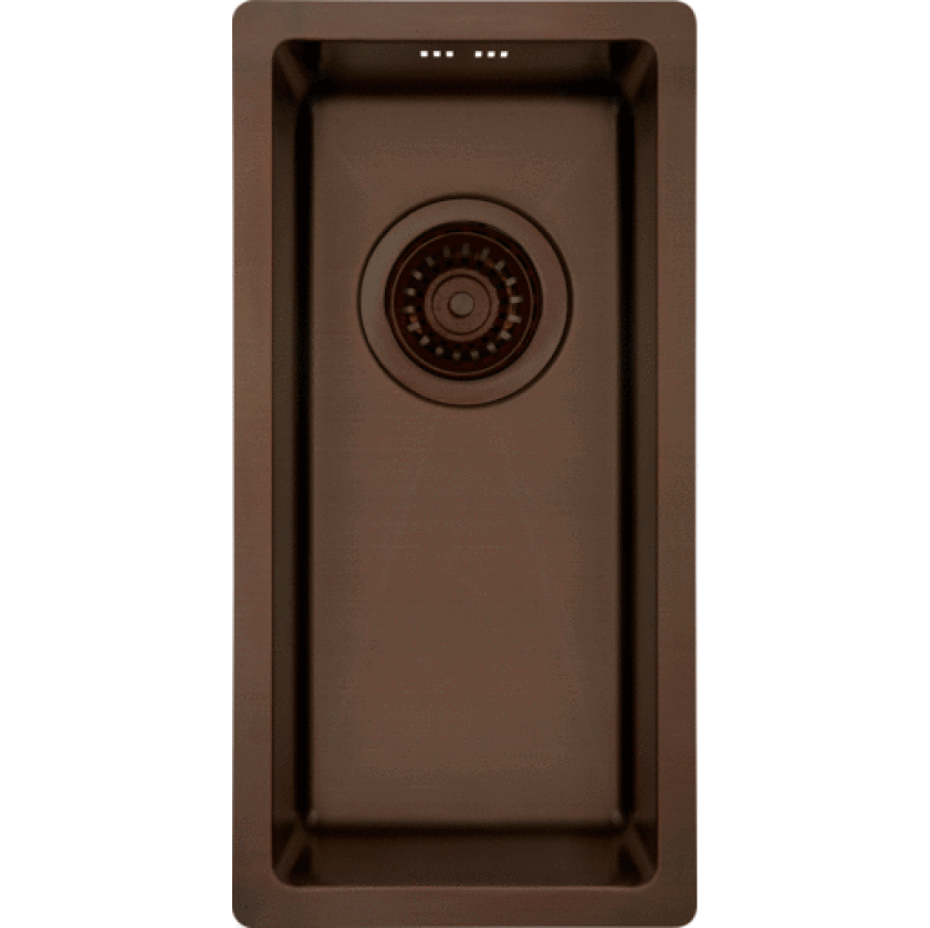 Kubus 180 Myk kjøkkenvask, brunet massiv messing