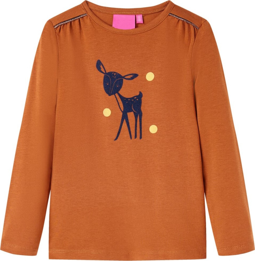 T-skjorte for barn med lange ermer konjakk 140