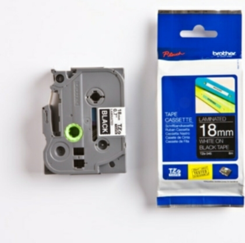 Tape 18mm Tze-345 Hvit/svart