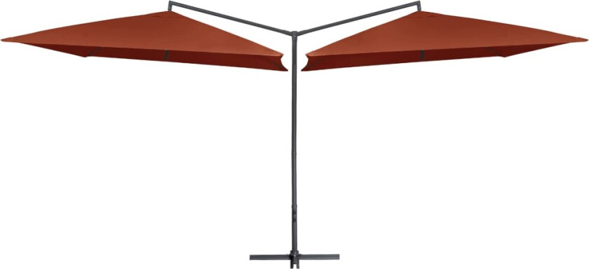 Dobbel parasoll med stålstang 250x250 cm terrakotta