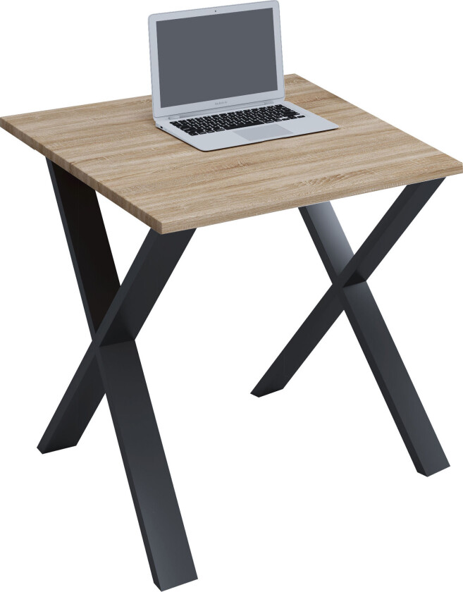 Lona skrivebord 80x80 cm X-ben Sonoma eik dekor, svart.