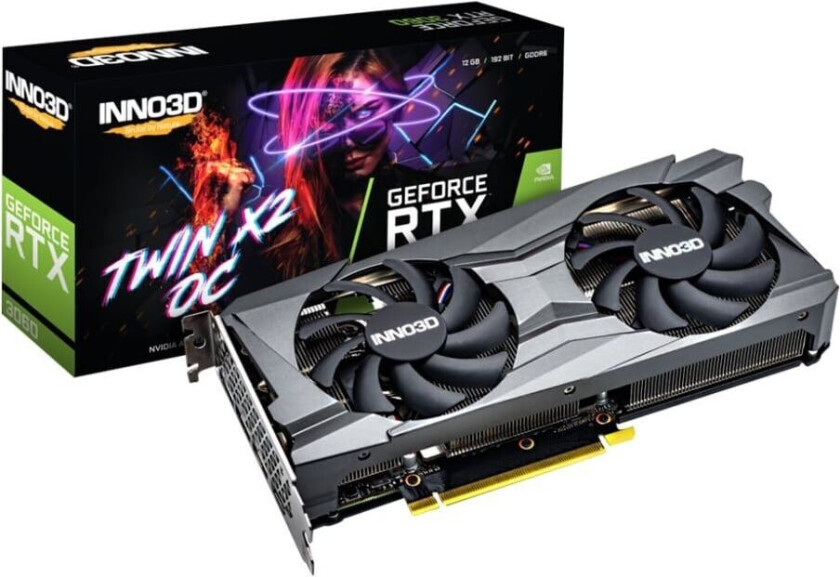 InnoVISION Inno3D GeForce RTX 3060 TWIN X2 OC - Grafikkort - GF RTX 3060 - 12 GB GDDR6 - PCIe 4.0 x16 - HDMI, 3 x DisplayPort - LHR