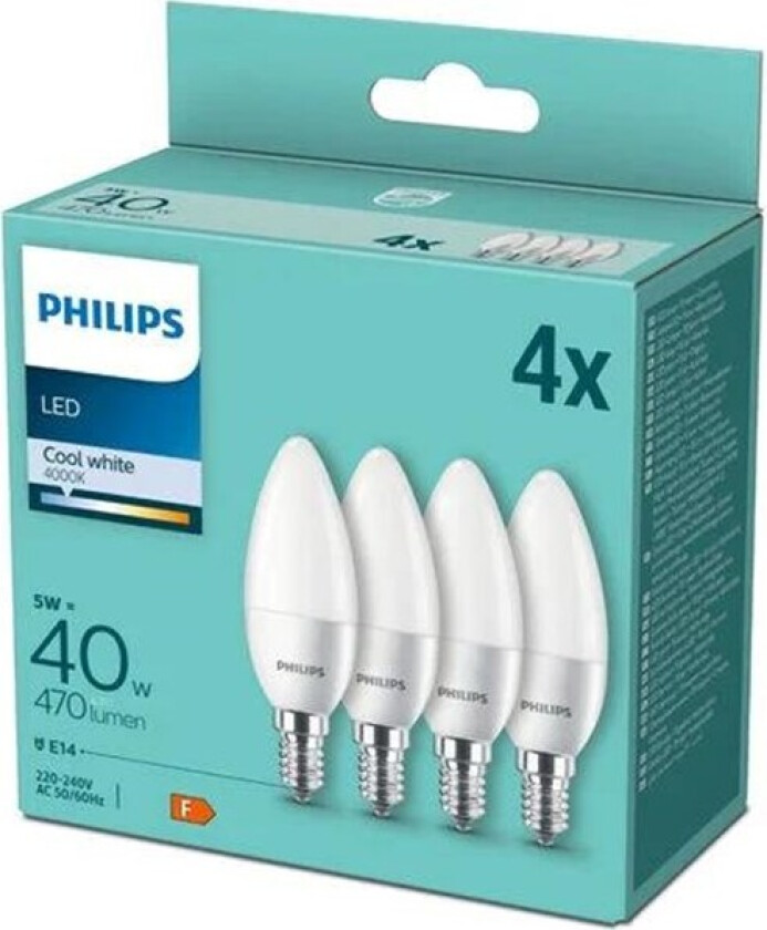 LED-lyspære Candle 5W/840 (40W) Frosted 4-pack E14