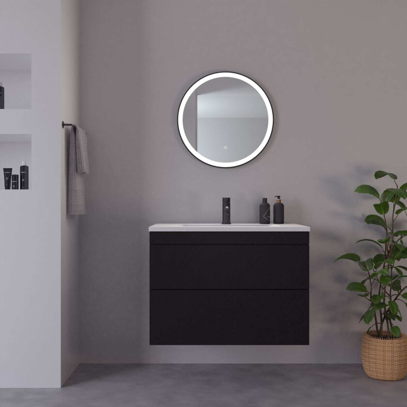 Nyborg Rundt Speil - Sort Matt