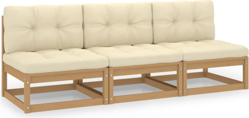 Sofa med puter 3-seters heltre furu