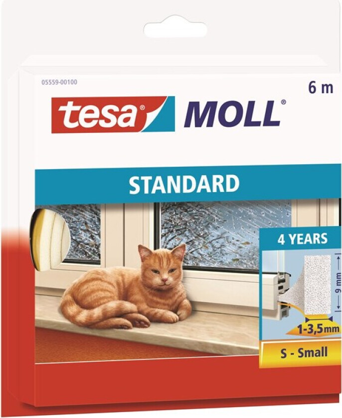moll tetningsliste, I-profil, 6 m, hvit