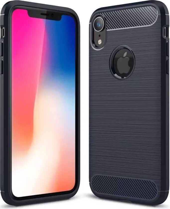 iPhone XR Børstet Carbon Bakdeksel - Blå