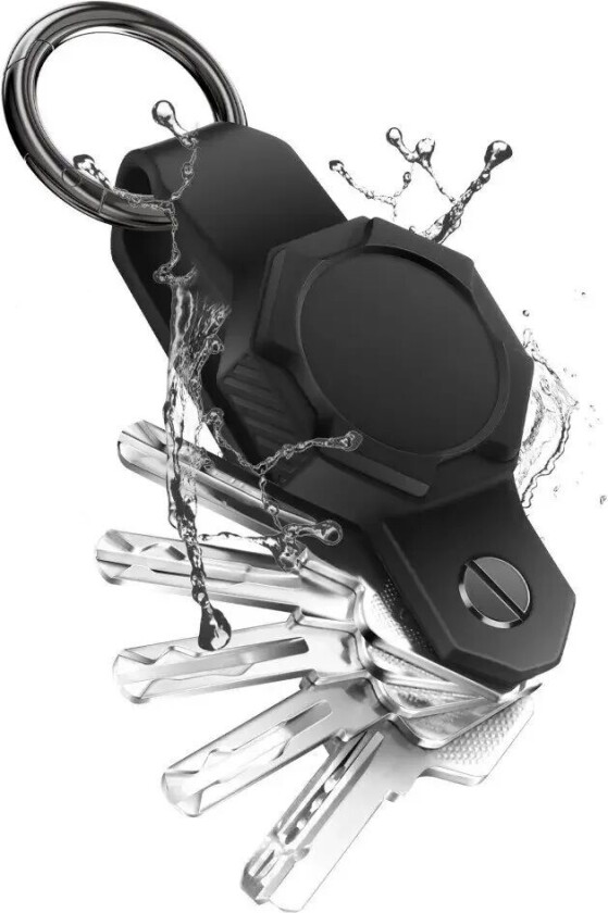 AirTag Silikondeksel m. Rund Karabinkrok og Nøkkeloppbevaring - Svart