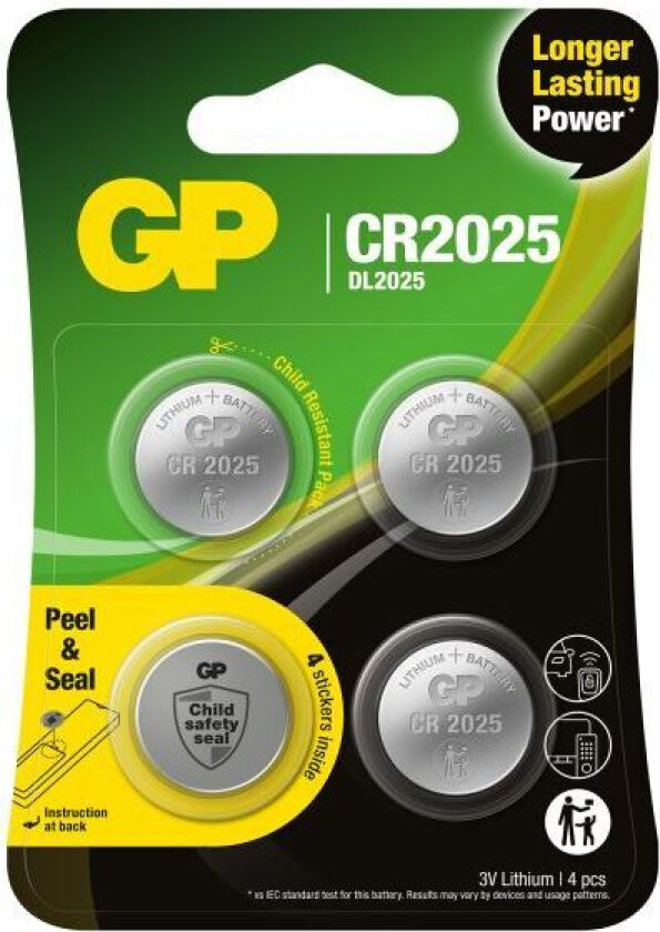GP Knappcell Litium CR2025 4-pack