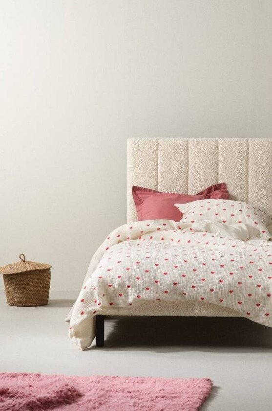 HEARTS sengesett enkeltseng - økologisk Naturhvit
