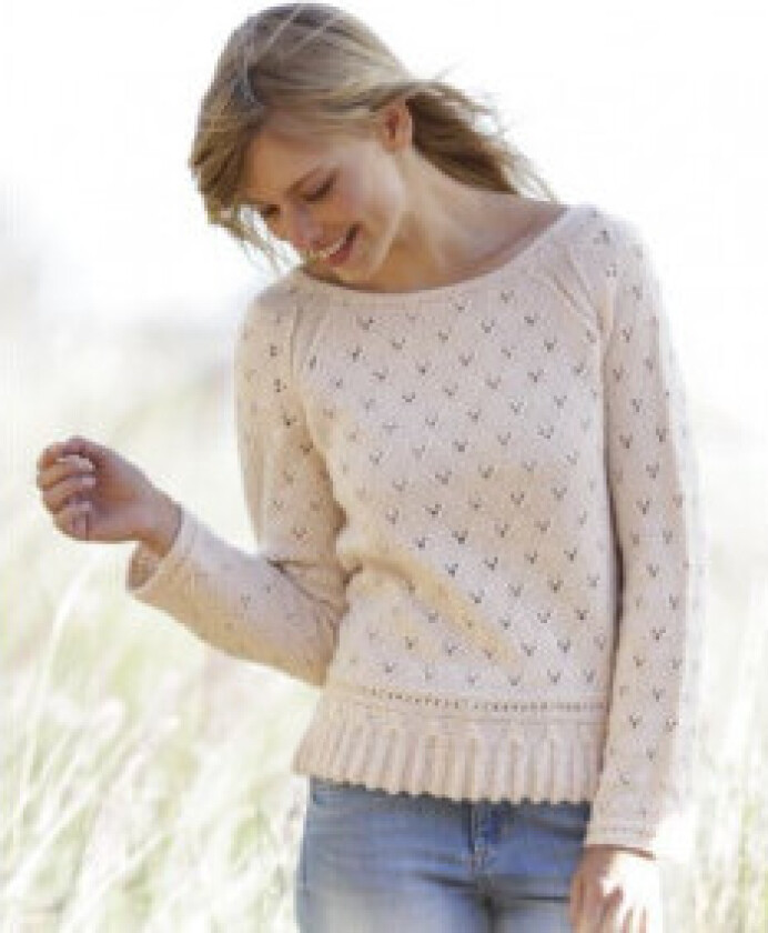 Vintage Charmer by DROPS Design - Genser med fletter Strikkeoppskrift - X-Small