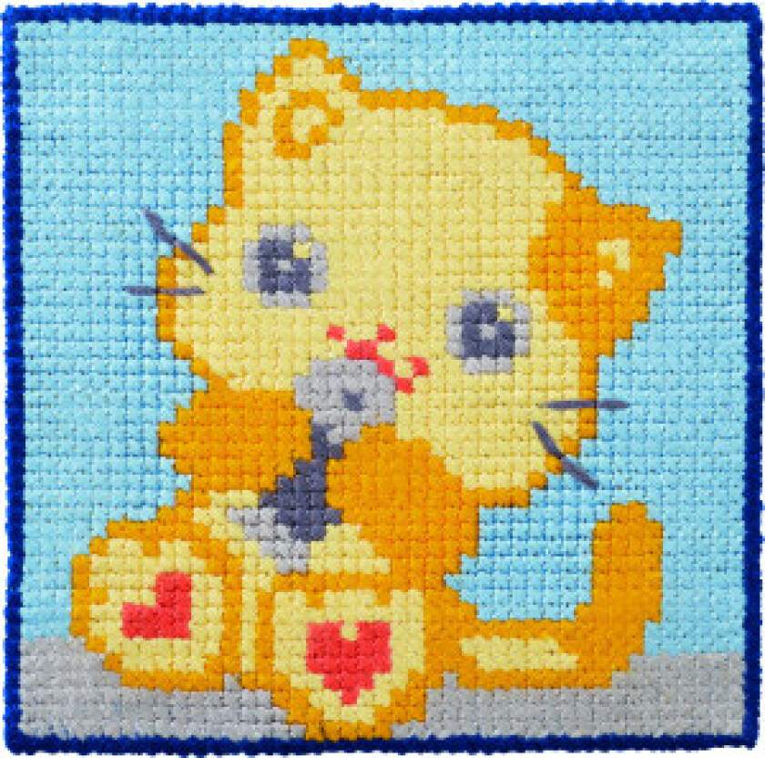 Broderikit Barnestråkatt 25x25cm