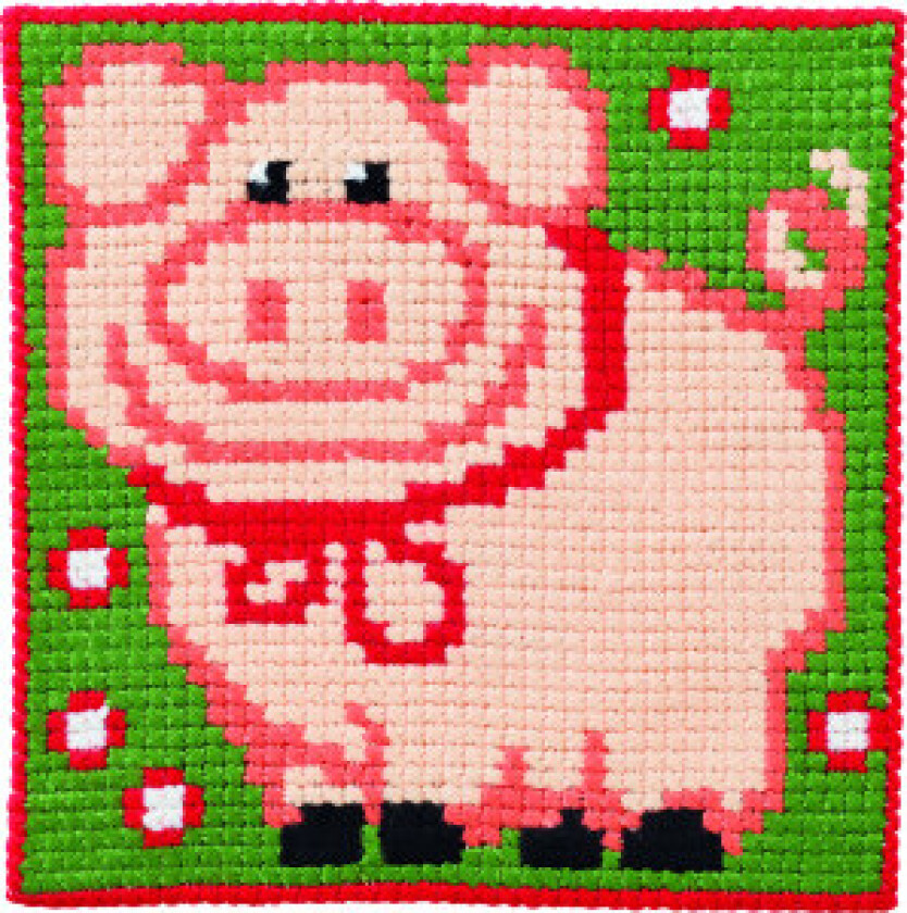 Broderisett for barn strå grå 25x25 cm