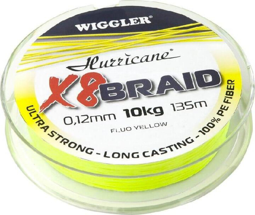 Bilde av Hurricane X8 Braid Fluo Yellow 0,10mm 8,6kg 135m