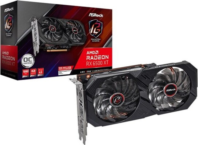 Radeon RX 6500 XT Phantom Gaming D OC - 4GB GDDR6 RAM - Grafikkort