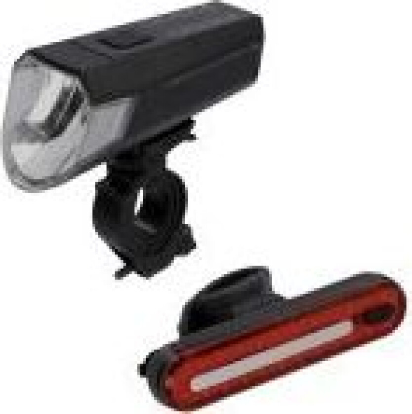 FISCHER sykkelbatteri LED-lyssett, 80 lux frontlys opp til 80 lux, kan byttes til 20/40 lux, 4 LED-er - 1 stk (50647)