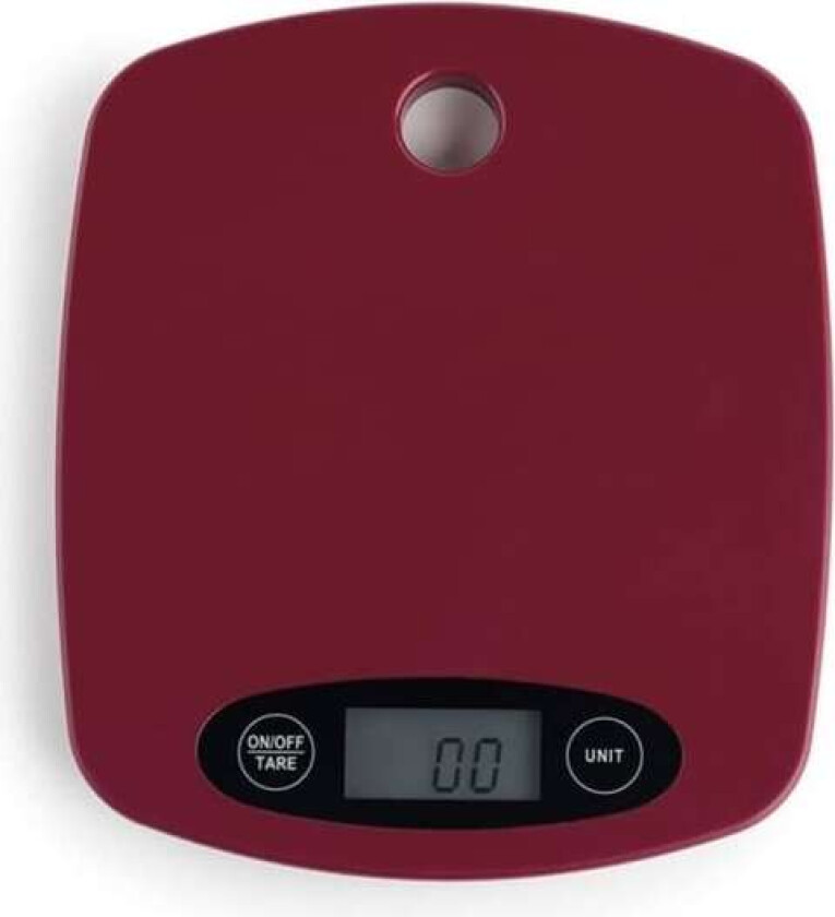 JATA HBAL1203, Elektronisk kjøkkenvekt, 5 kg, 1 g, Bordeaux, Benkeplate, Rektangel