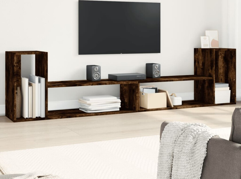 TV-benker 2 stk røkt eik 100x30x50 cm konstruert tre