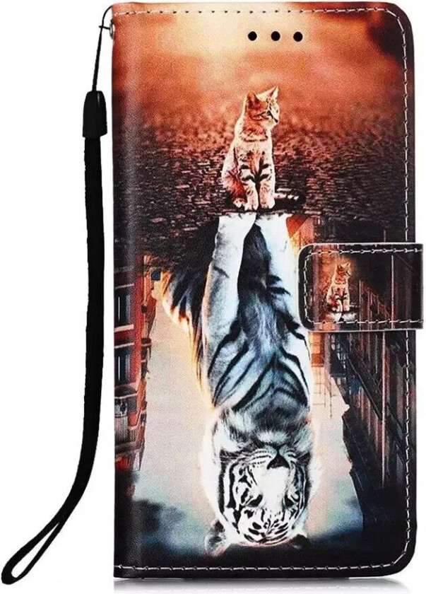 iPhone 13 Pro Kunstskinn Flip Deksel med Kortholder - Katt Og Tiger