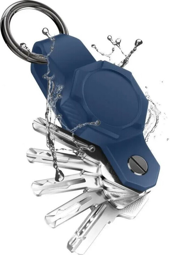 AirTag Silikondeksel m. Rund Karabinkrok og Nøkkeloppbevaring - Mørkeblå