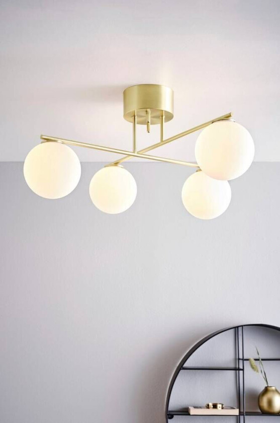 taklampe Opalhvit/børstet messing