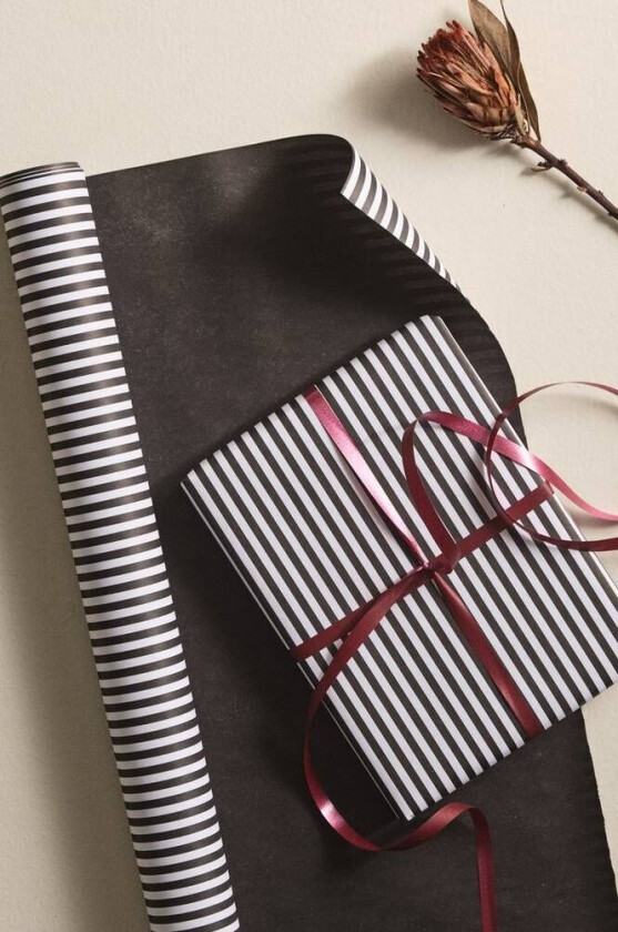 GEORGIA gavepapir - lengde 10 meter Svart/hvit