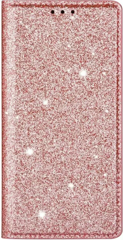 iPhone 13 Mini Kunstskinn Deksel m. Lommebok & Stativ - Glitter - Rose Gold