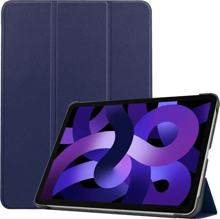 iPad Air 10.9" (2024) Litchi Tri-Fold Skinn Flip Deksel - Blå