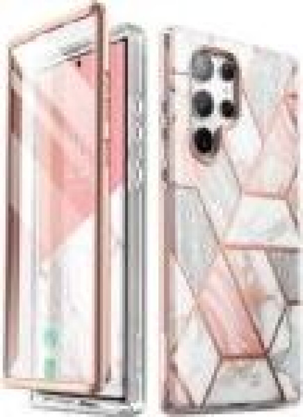 I-Blason Samsung Galaxy S23 Ultra i-Blason Cosmo Marble Deksel m. Skjermbeskytter - Rosa