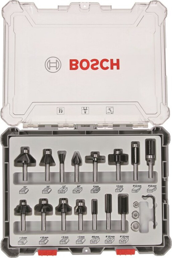 Bosch fresejern, sett med 15 stk. assistent str.