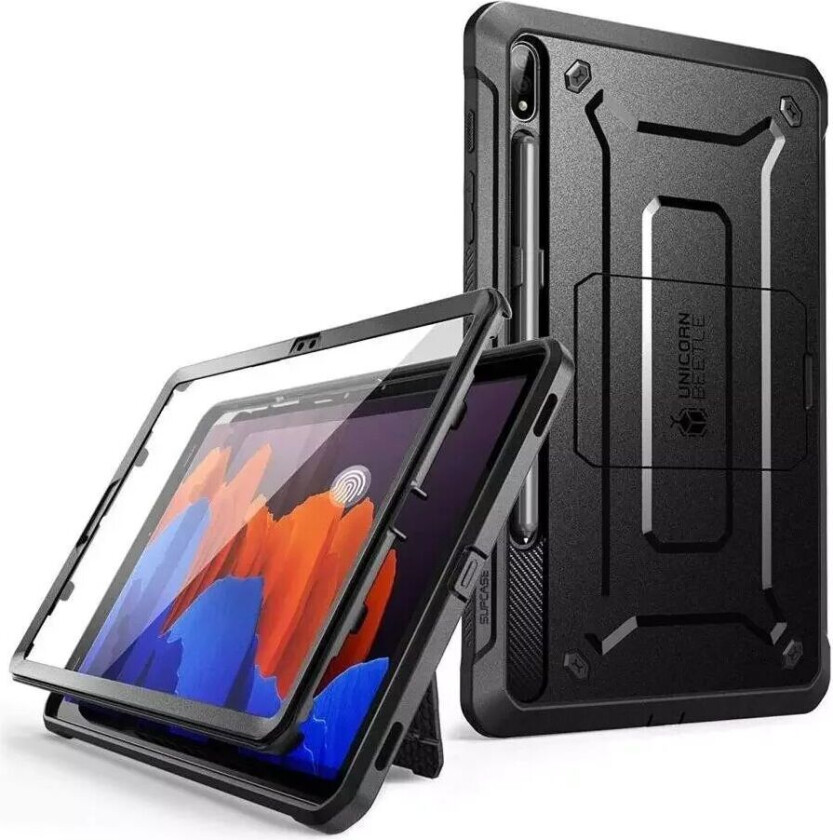 SUPCASE Samsung Galaxy Tab S7 Håndverker Deksel - Supcase Unicorn Beetle Pro Deksel med Skjermfilm - Svart