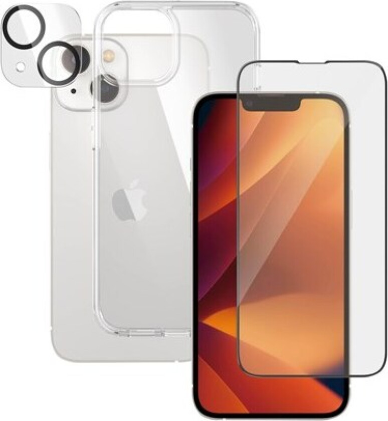 iPhone 14 3-i-1 Bundle med EasyAligner - Beskyttelseglass (UWF) / Deksel / Kamerabeskyttelse - Gjennomsiktig
