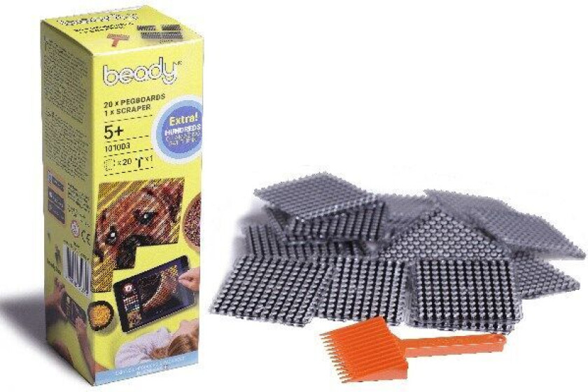 Bilde av Beady 20stk. perleplader 6x6cm + 1 skraber i æske